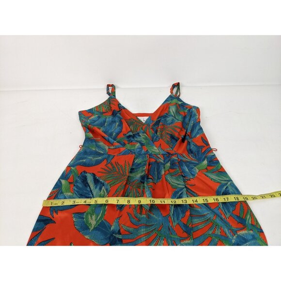 Nicole MIller V Neck Tropical Floral Tank Dress Womens Size 6 Summer - Picture 10 of 11